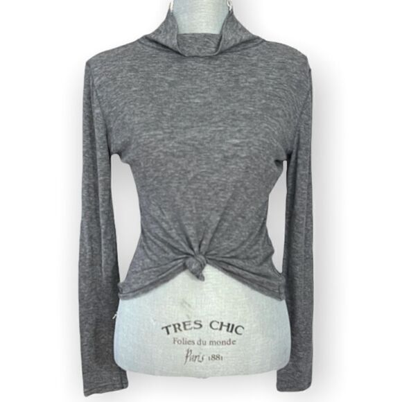 Rag & Bone Grey Lightweight Ribbed Mock Turtleneck Top Size S - Picture 3 of 6
